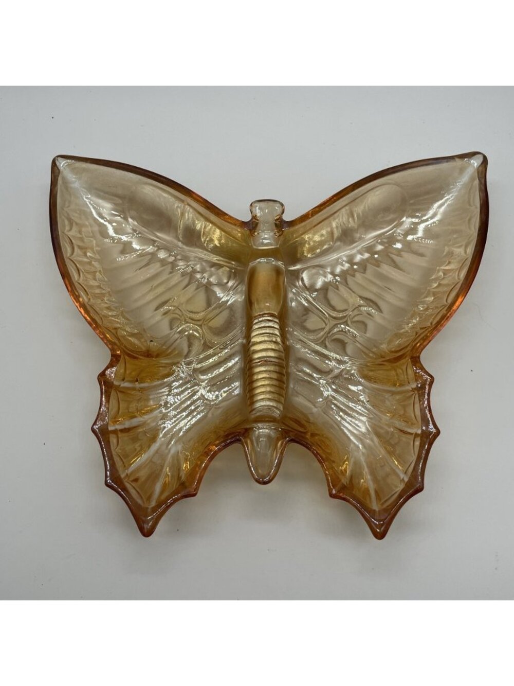 Vintage Jeanette Carnival Glass Marigold Butterfly Candy Dish Home Decor